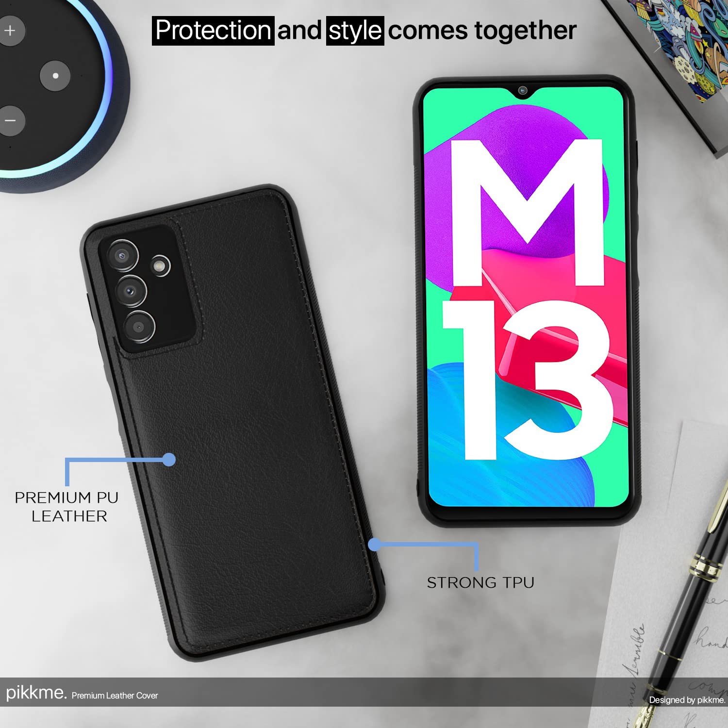 Pikkme black Leather back cover for Samsung M13 4G – photo 5