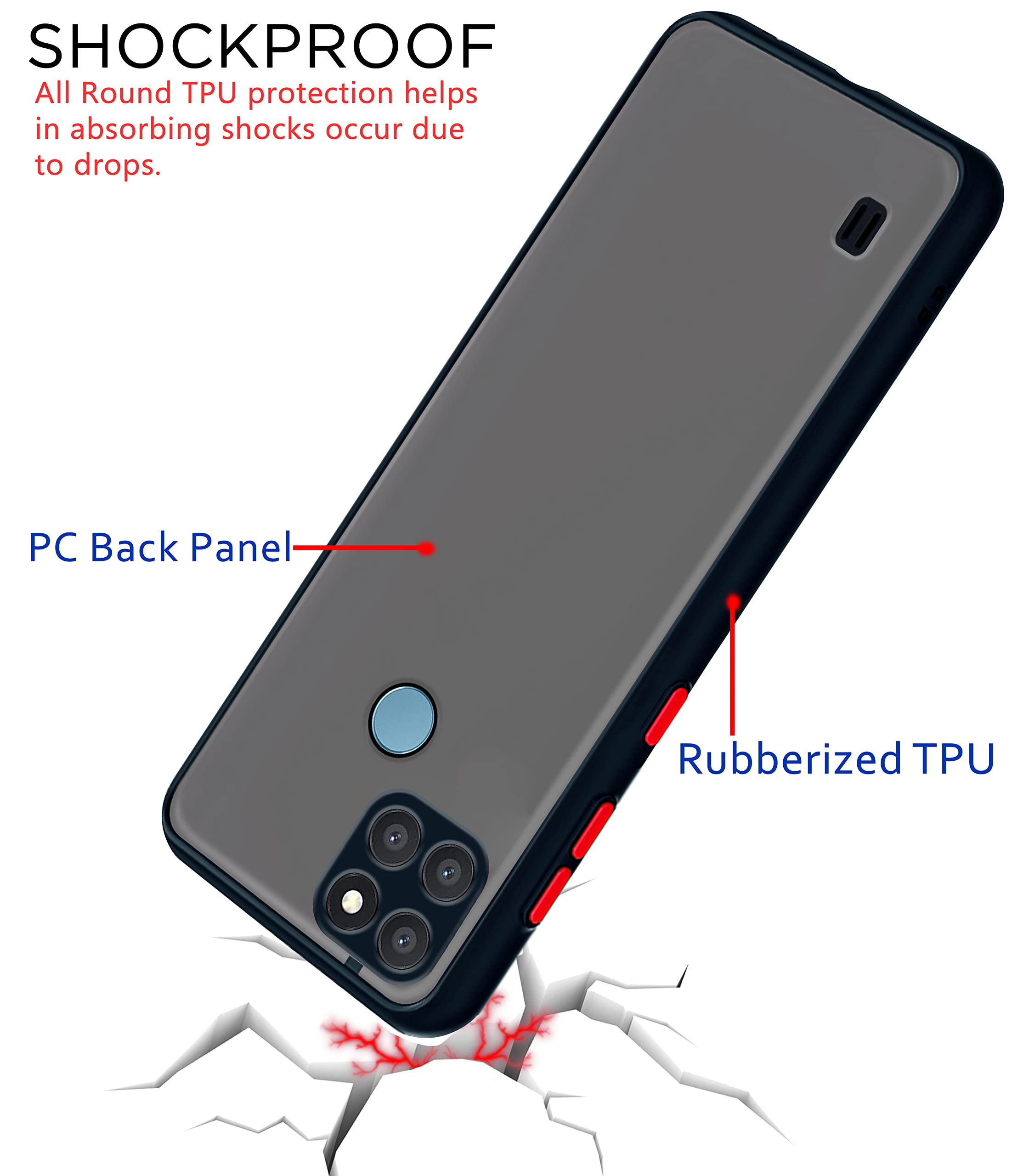 Realme C21Y/C25Y Hybrid mobile back cover in black by Pikkme – photo 4