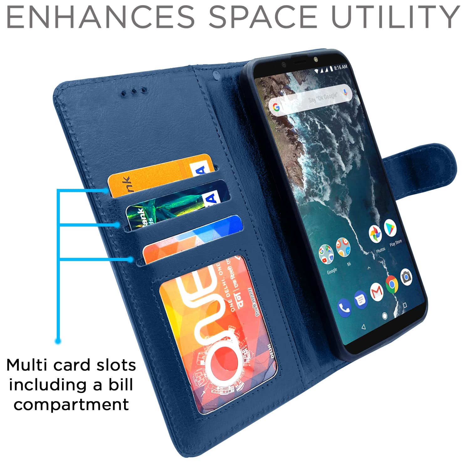 Mi A2 mobile flip cover in blue by Pikkme – photo 3