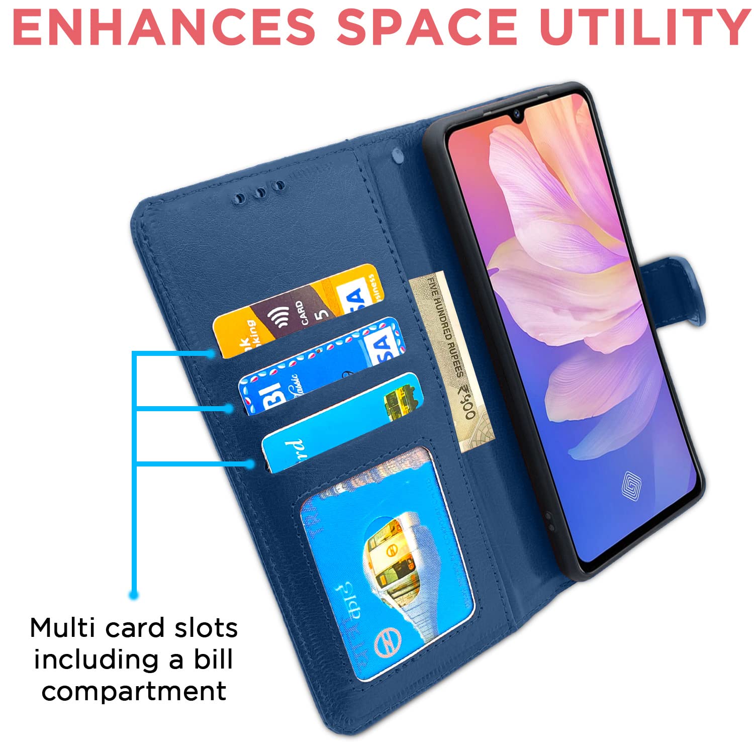 Vivo S1 Pro Wallet wallet flip cover in blue by Pikkme – photo 2
