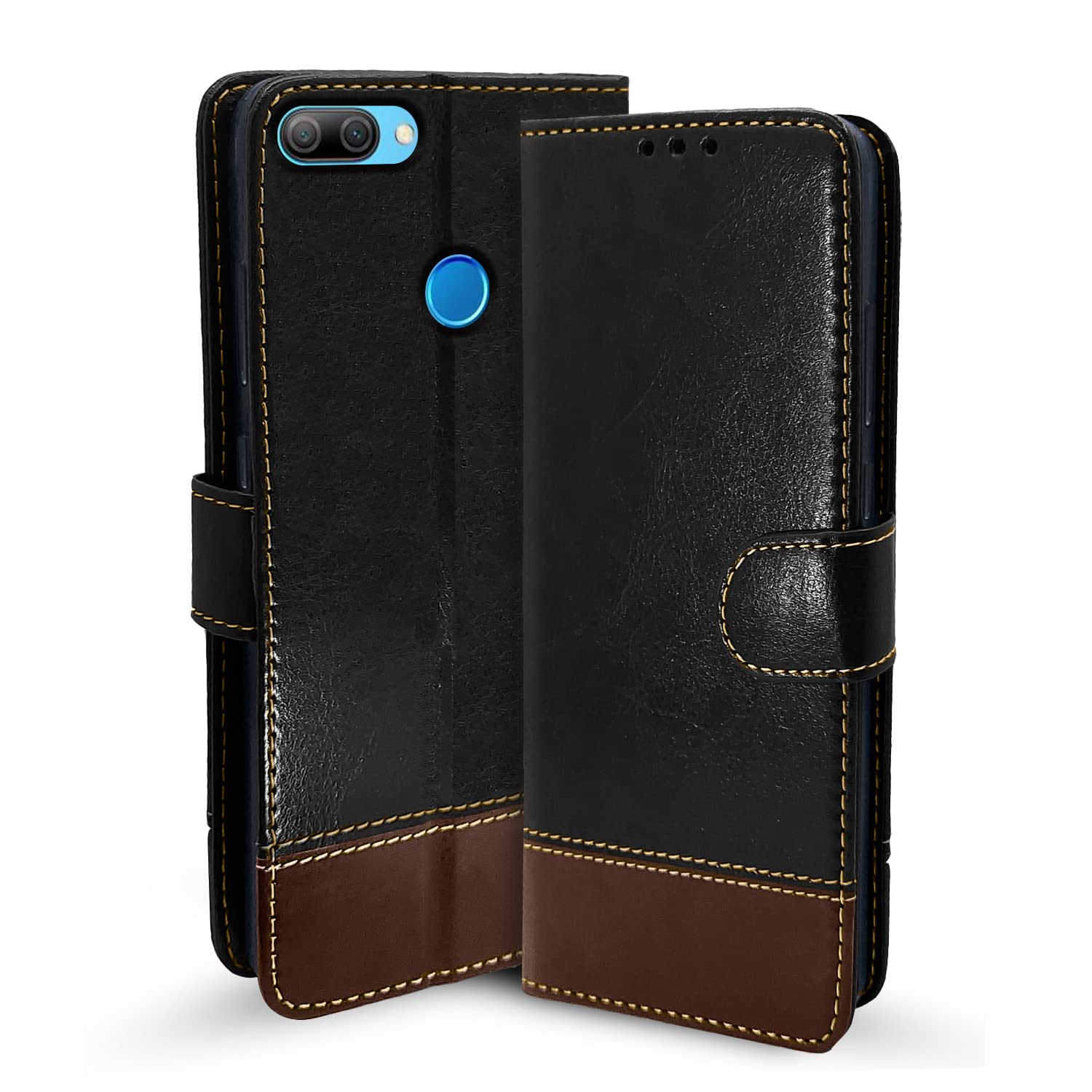 Honor 9n mobile flip cover in black & brown by Pikkme