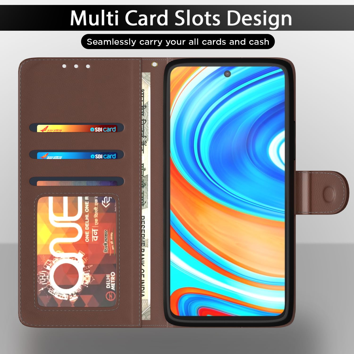 Pikkme Redmi Note 9 Pro/Note 9 Pro Max/Poco M2 Pro/Note 10 Lite Wallet tan mobile flip cover – photo 5