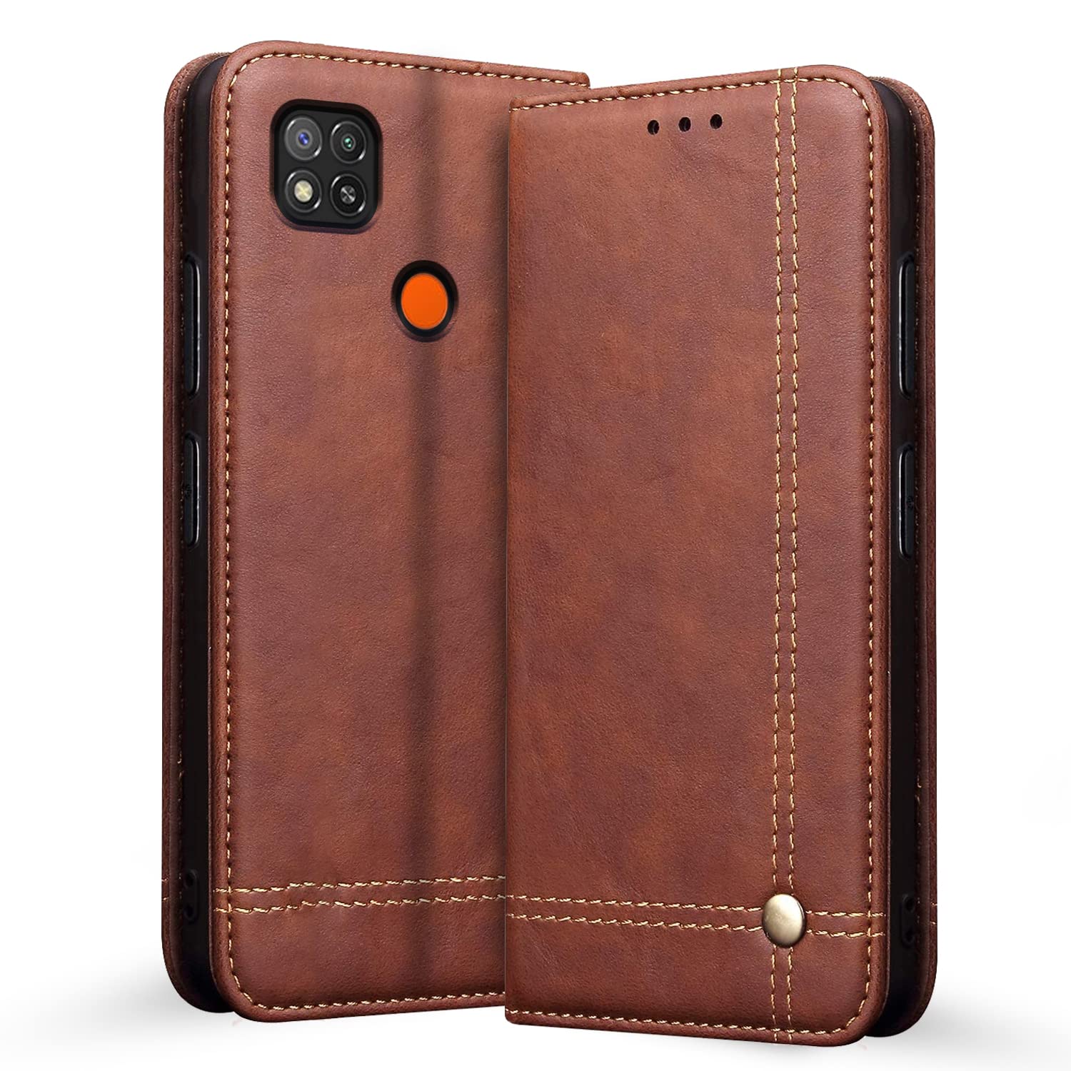 Redmi 10A/10A Sport/9, Poco C31 Wallet mobile flip cover in brown by Pikkme