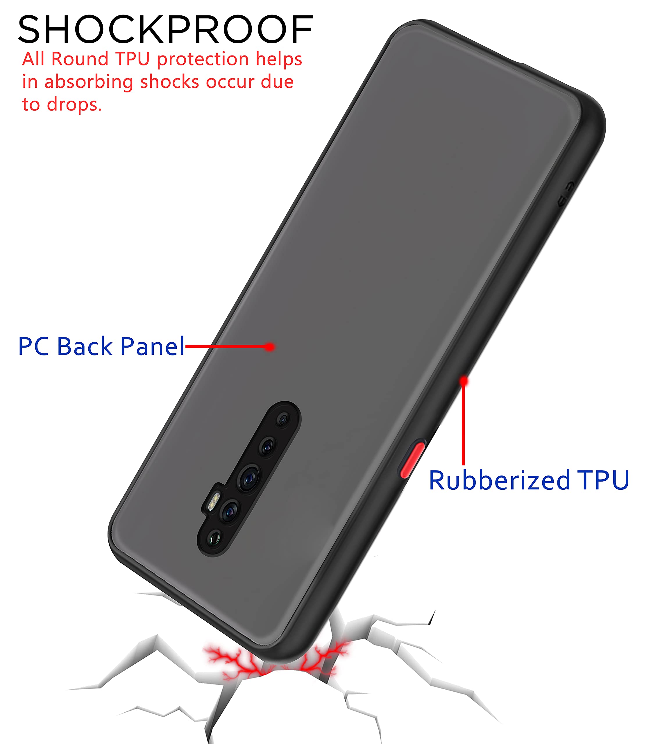 Oppo Reno 2F/2Z mobile back cover in tpu, black by Pikkme – photo 4