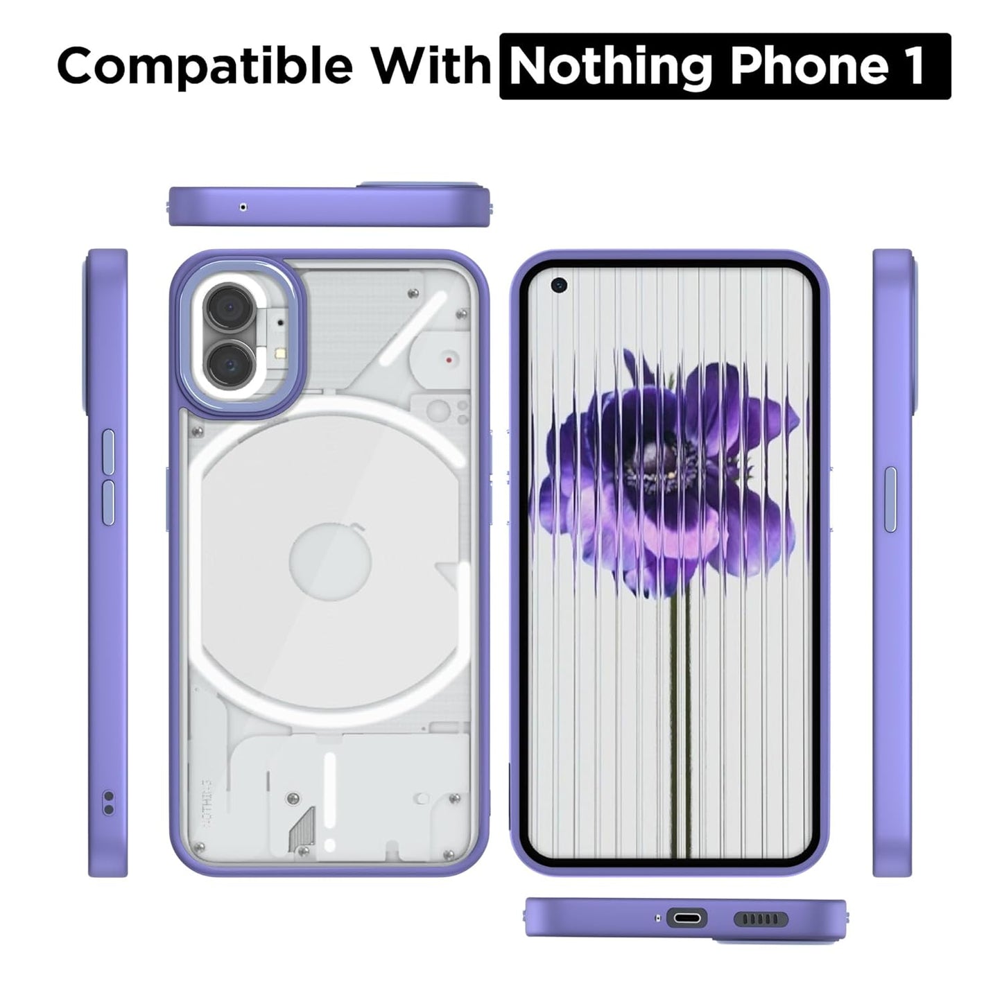 Pikkme Nothing Phone 1 Metal Chrome Ring Back Case (Purple)