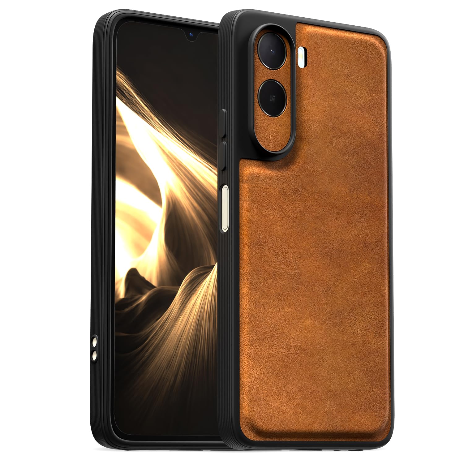 Redmi A7 Pro/Poco C85x 5G Leather mobile cover in brown by Pikkme