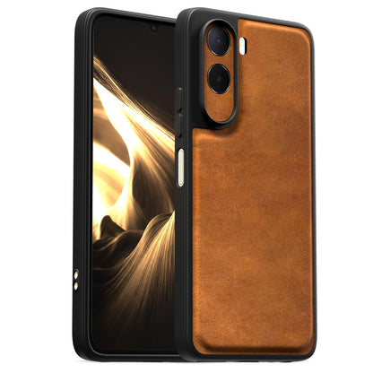 Redmi A7 Pro/Poco C85x 5G Leather mobile cover in brown by Pikkme
