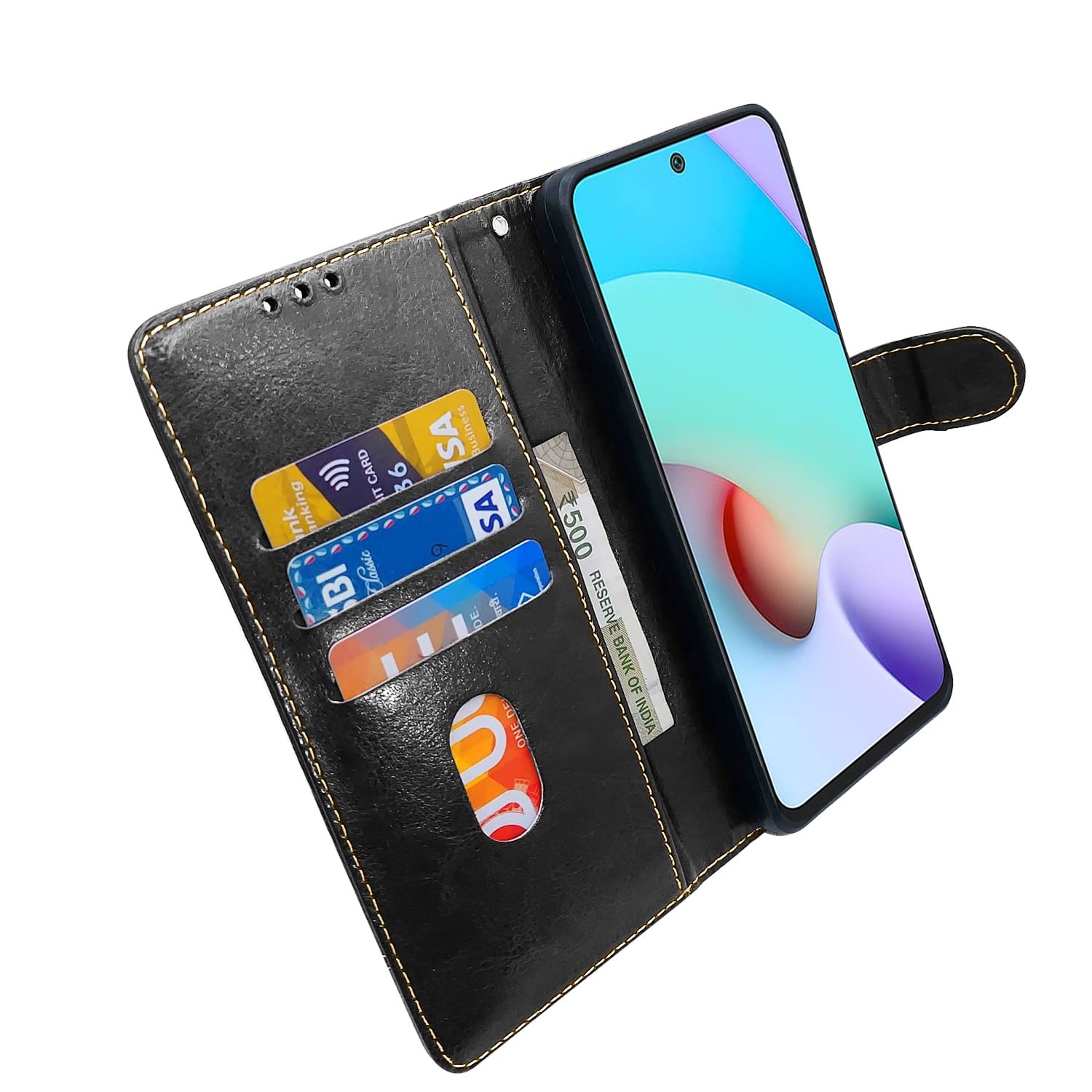 Redmi 10 Prime mobile flip cover in black & brown by Pikkme – photo 3