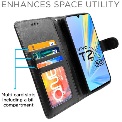 Pikkme black mobile flip cover for Vivo T2X/Y16/Y56 5G – photo 4