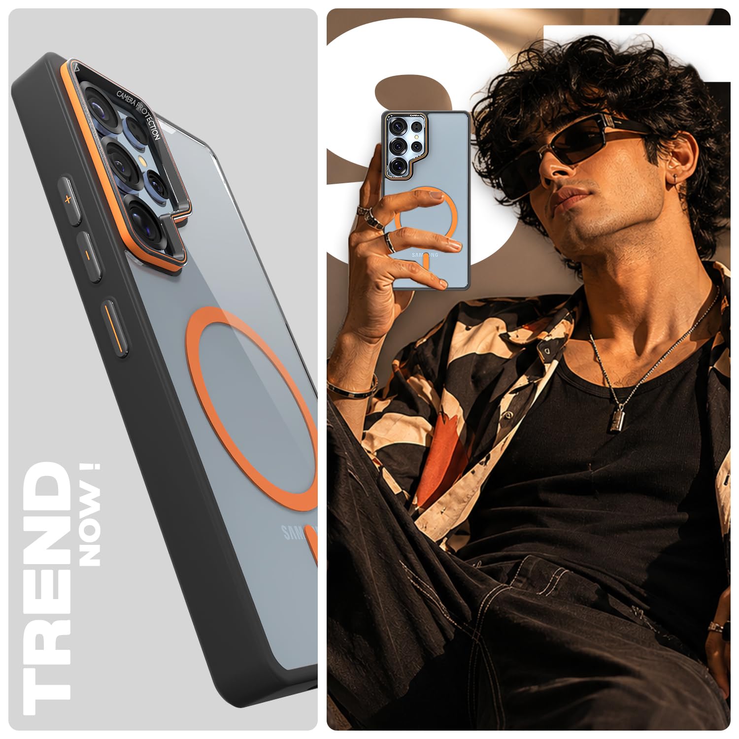 Black & orange mag-safe mobile back cover for Samsung S25 Ultra 5G – Pikkme – photo 7
