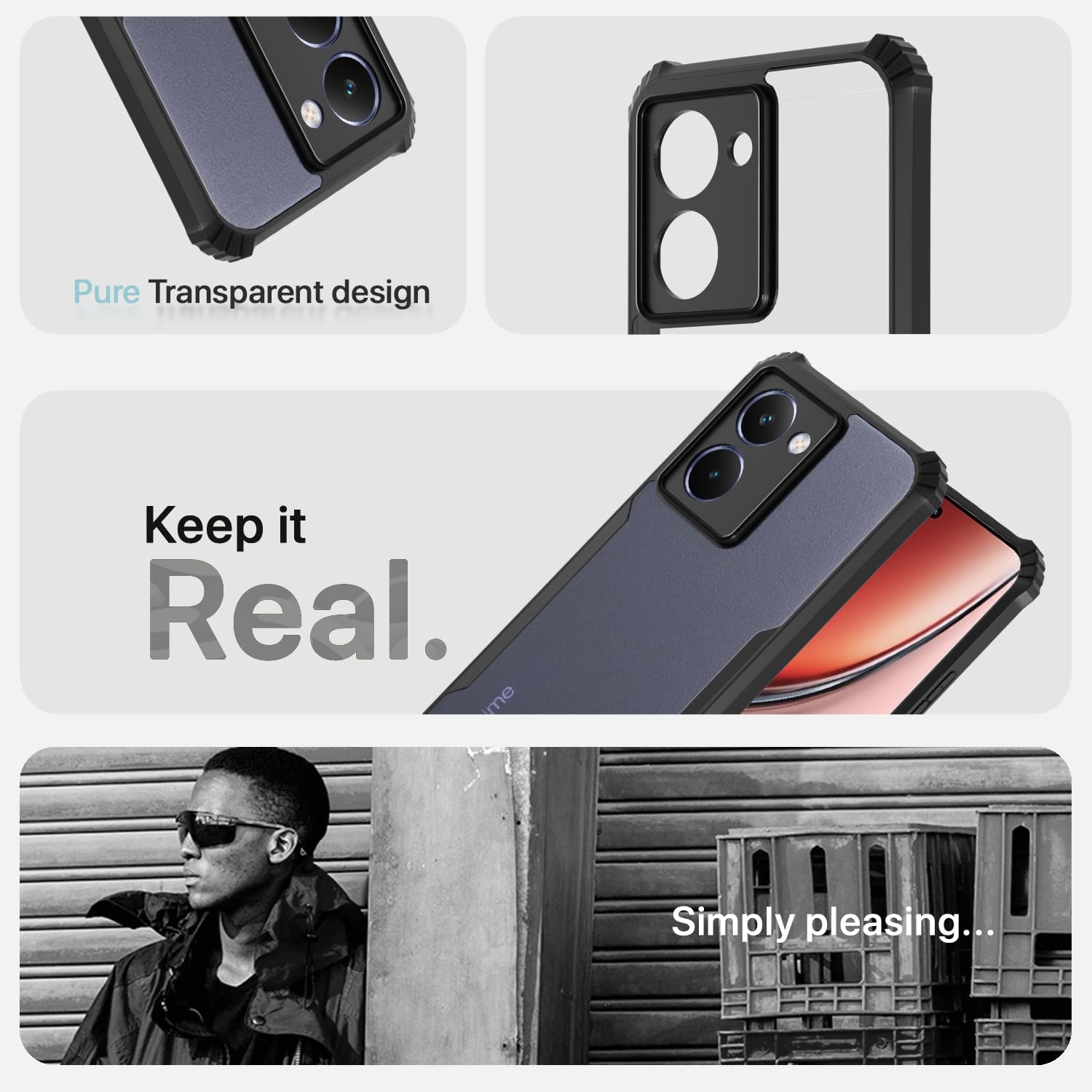 Pikkme Realme P3 Ultra 5G Eagle Crystal Clear Transparent Back Cover (Black)