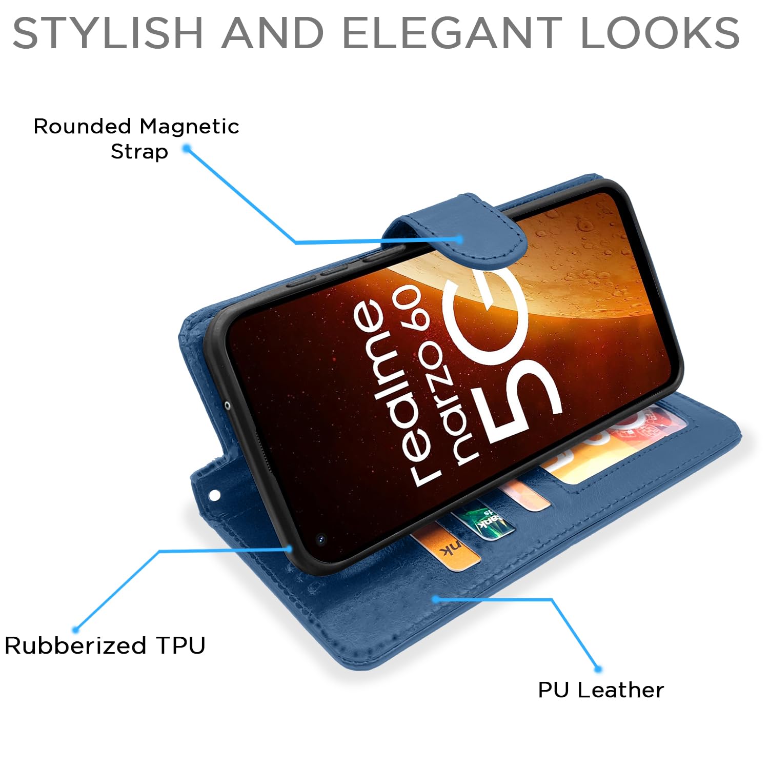 Pikkme Realme Narzo 60 5G blue flip cover – photo 5