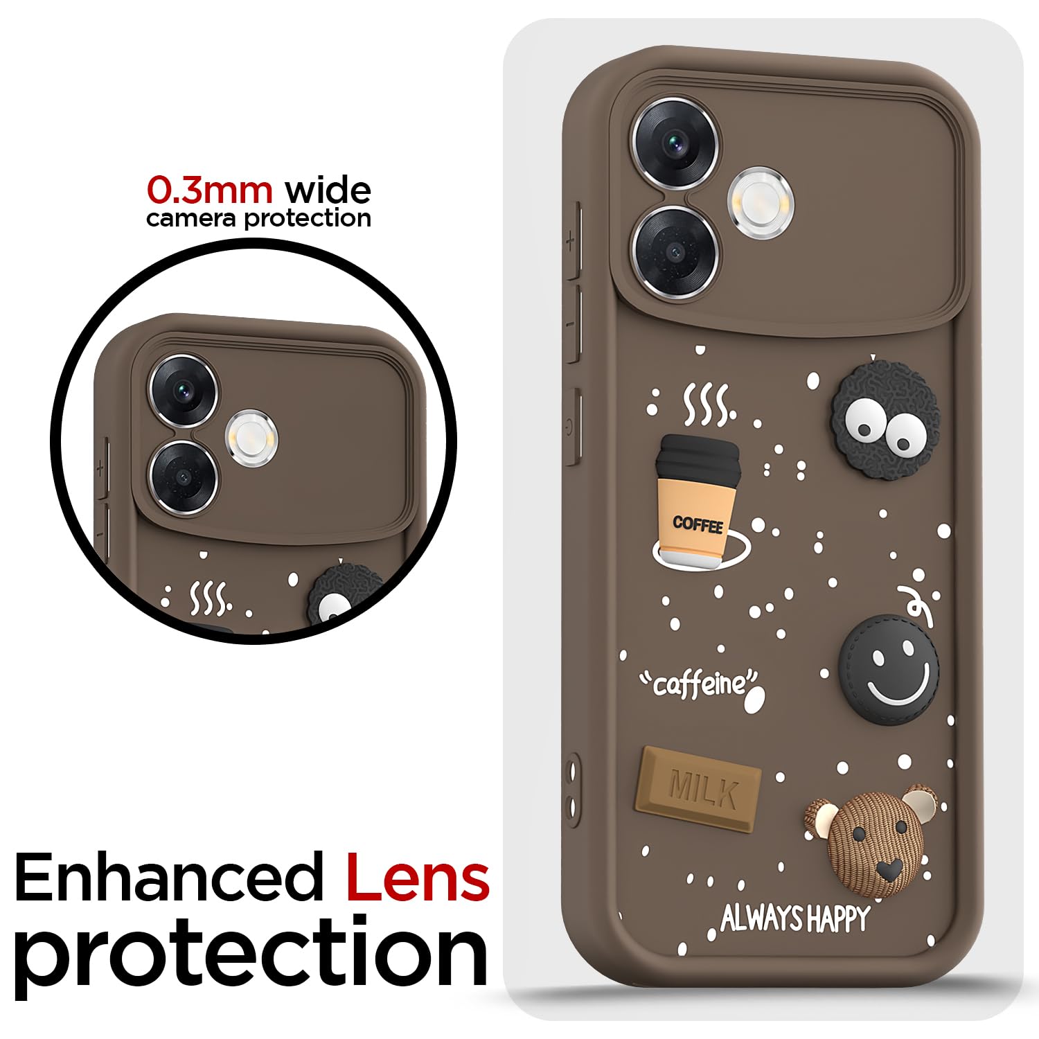 Oppo F33 Pro 5G/3D Silicone mobile back cover in brown by Pikkme – photo 5