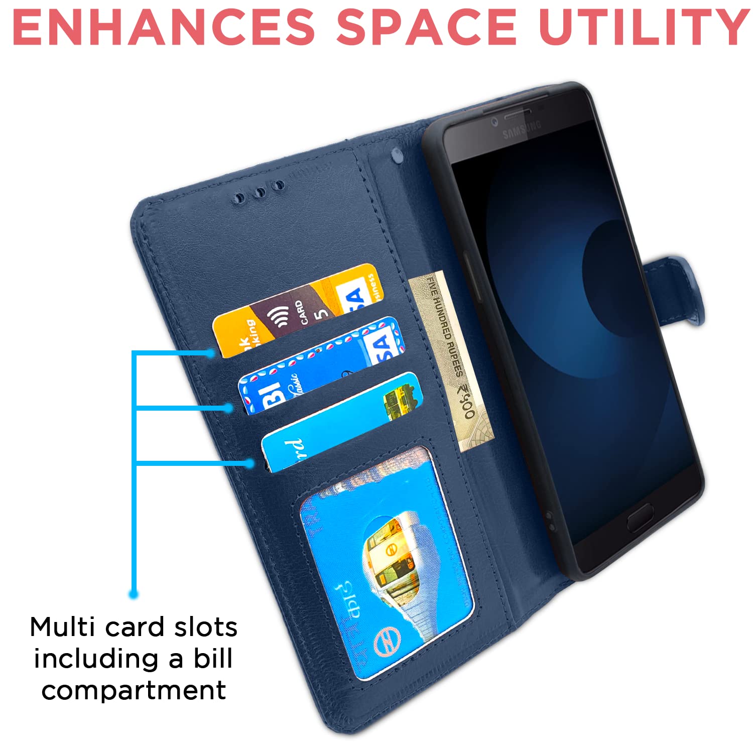 Pikkme Samsung Galaxy J7 Prime Vintage Flip Cover (Blue)