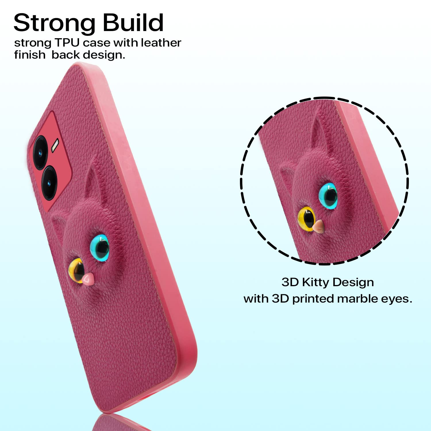 Pikkme Vivo Y22 Kitty Back Cover (Pink)