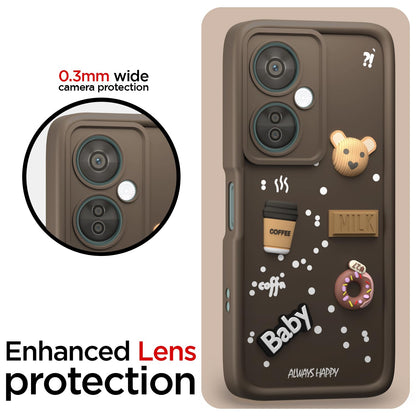 Pikkme OnePlus Nord CE 3 Lite 5G / OnePlus Nord N30 5G  Cute Fun Cartoon 3D Bear Coffee Back Cover (Brown)
