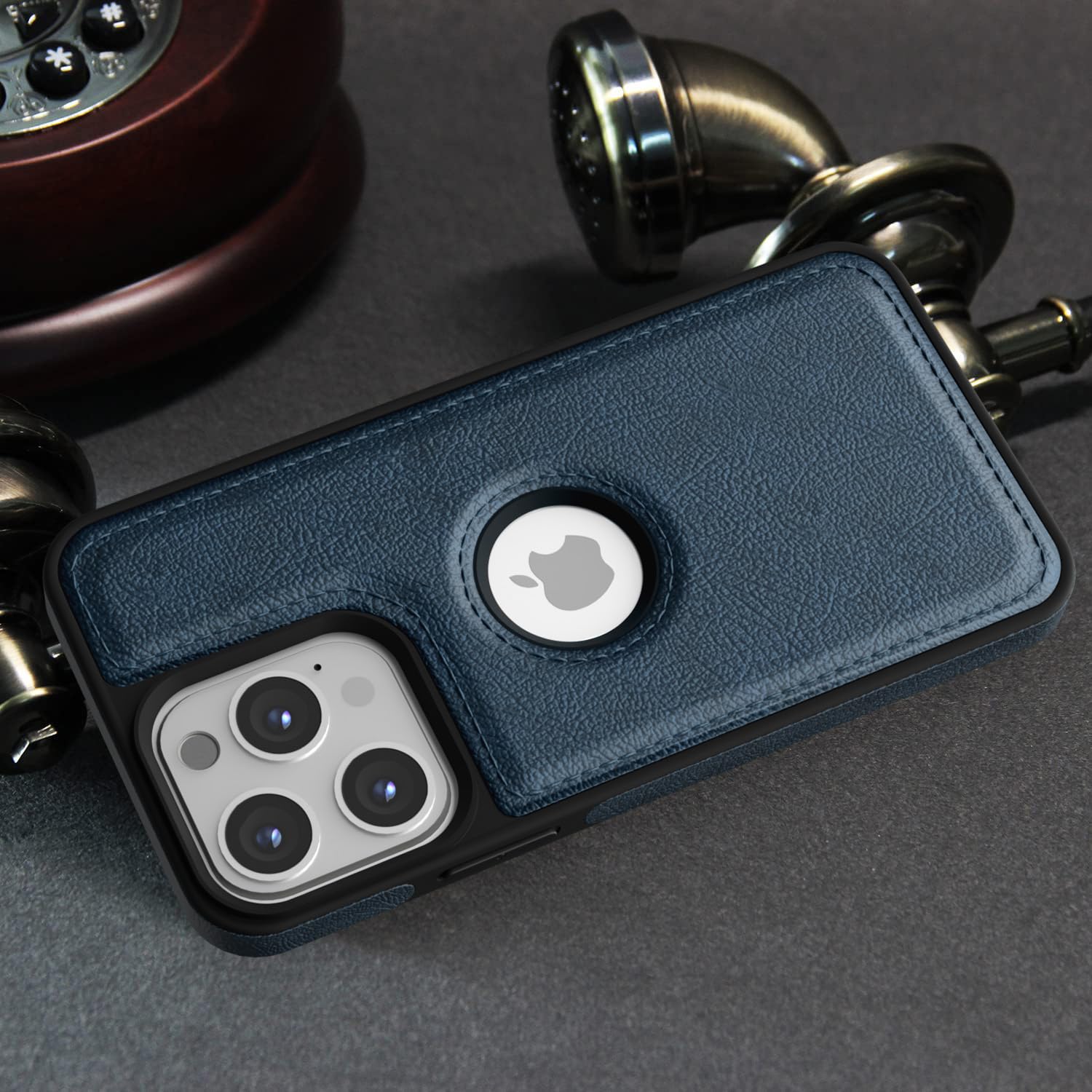 Pikkme iPhone 13 Pro Flexible Pu Leather Back Case (Blue)