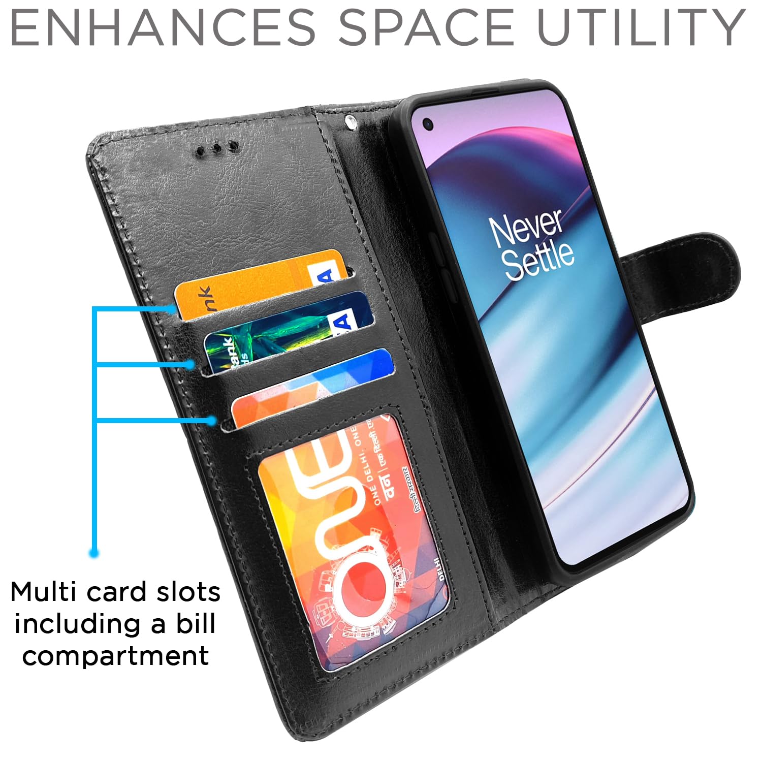 Pikkme OnePlus Nord Ce 5G Vintage Flip Cover (Black)