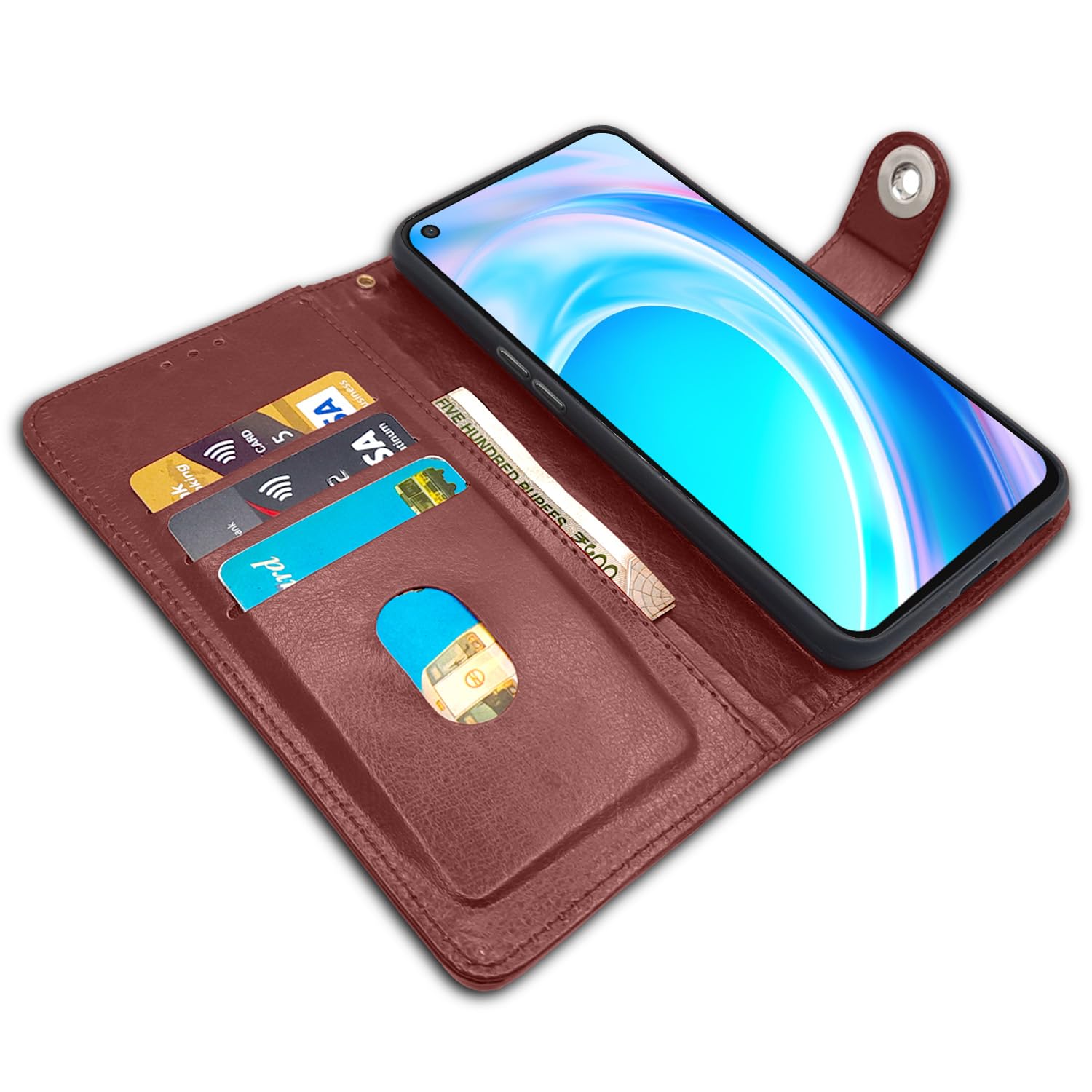 OnePlus Nord CE 2 Lite 5G Wallet wallet flip cover in button brown by Pikkme – photo 3