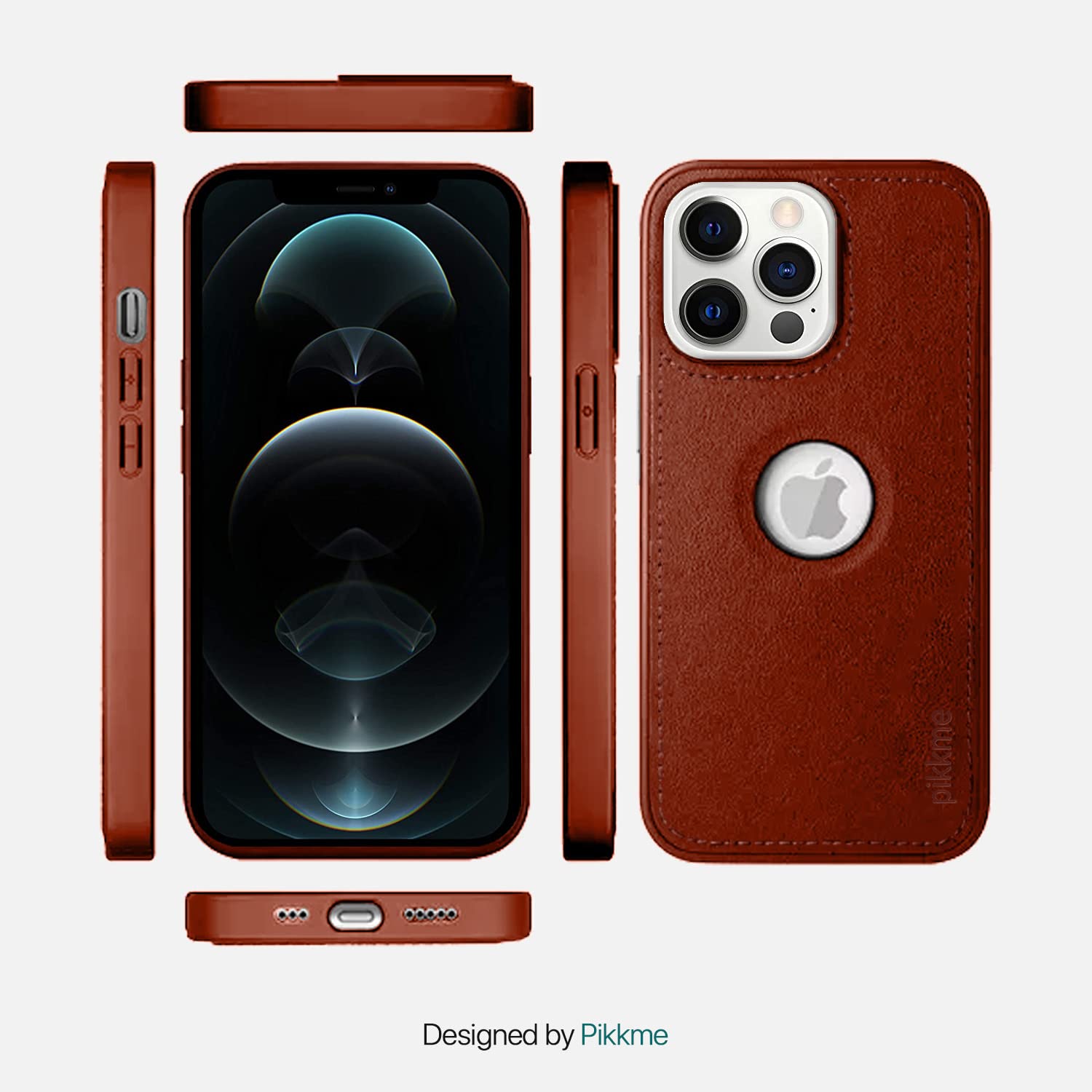 Pikkme iPhone 12 Pro Luxe Series | Velvet Cloth Inside PU Leather Back Case (Brown)