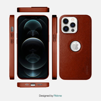 Pikkme iPhone 12 Pro Luxe Series | Velvet Cloth Inside PU Leather Back Case (Brown)