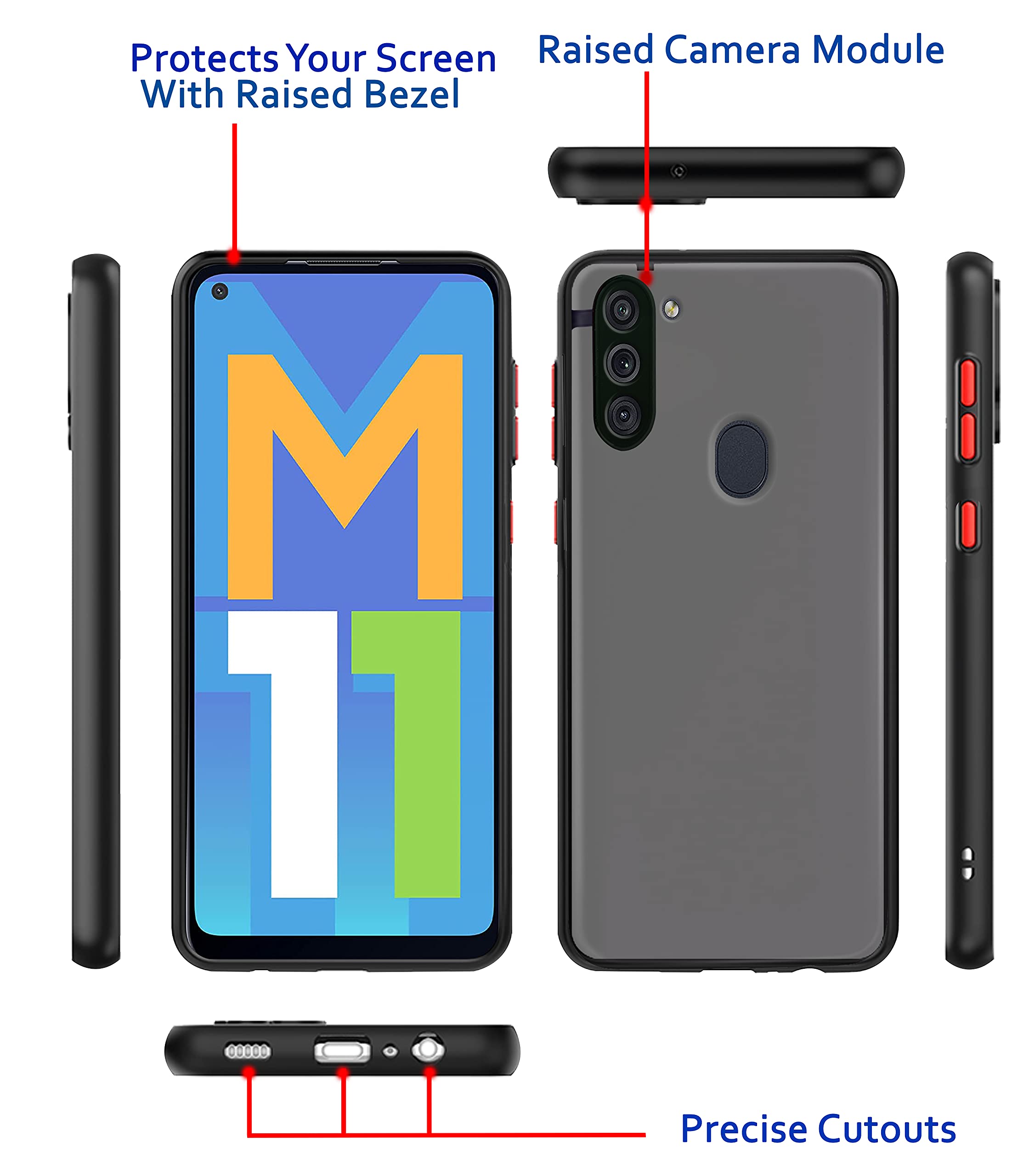 Samsung M11 Matte back cover in black by Pikkme – photo 3