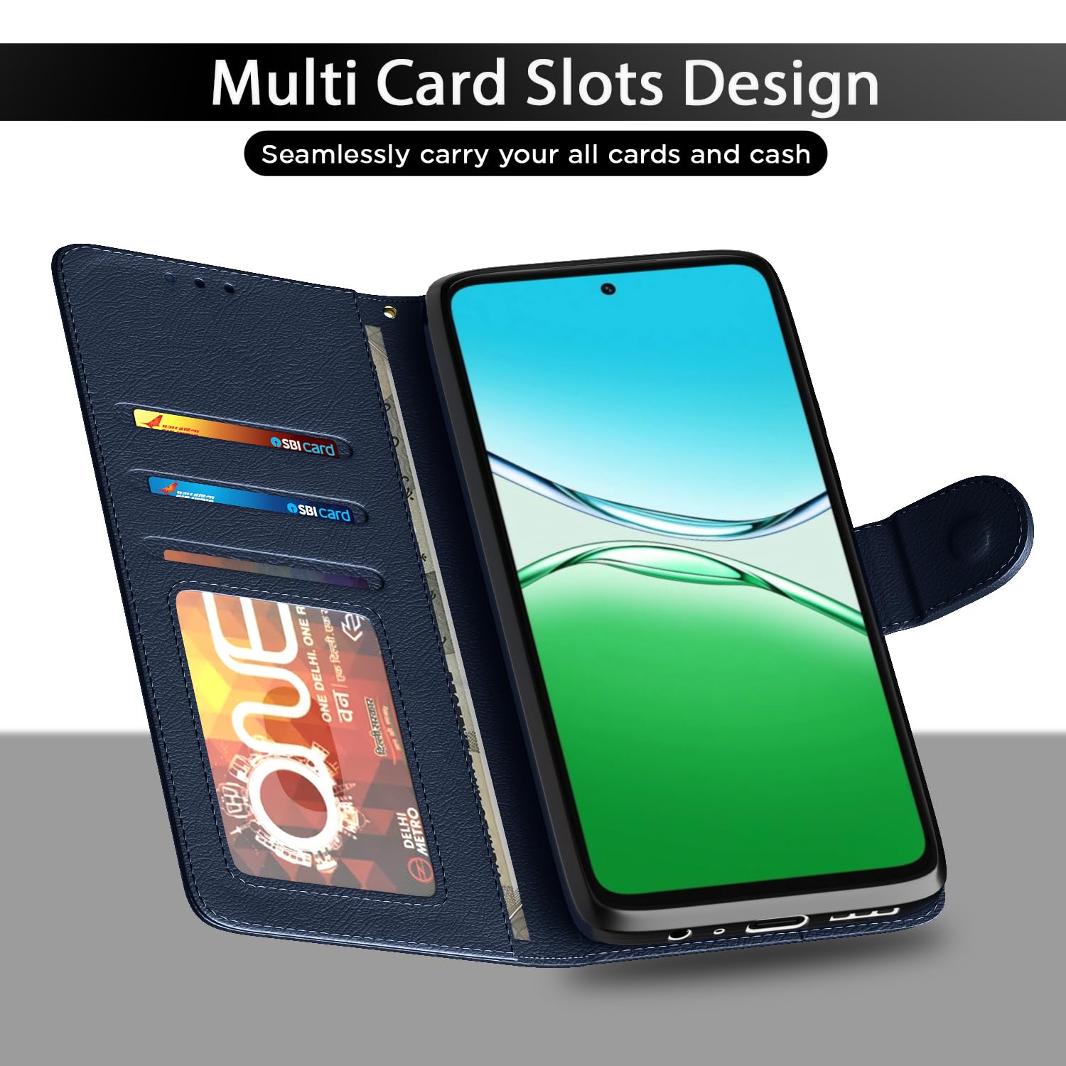 Pikkme Oppo A5 5G Wallet blue flip case – photo 5