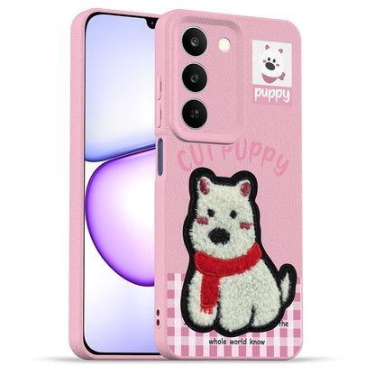 Realme P4 Lite/C83 5G Plush Patch back cover in pink by Pikkme