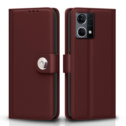 Pikkme brown Button flip cover for Oppo Reno 7 5G