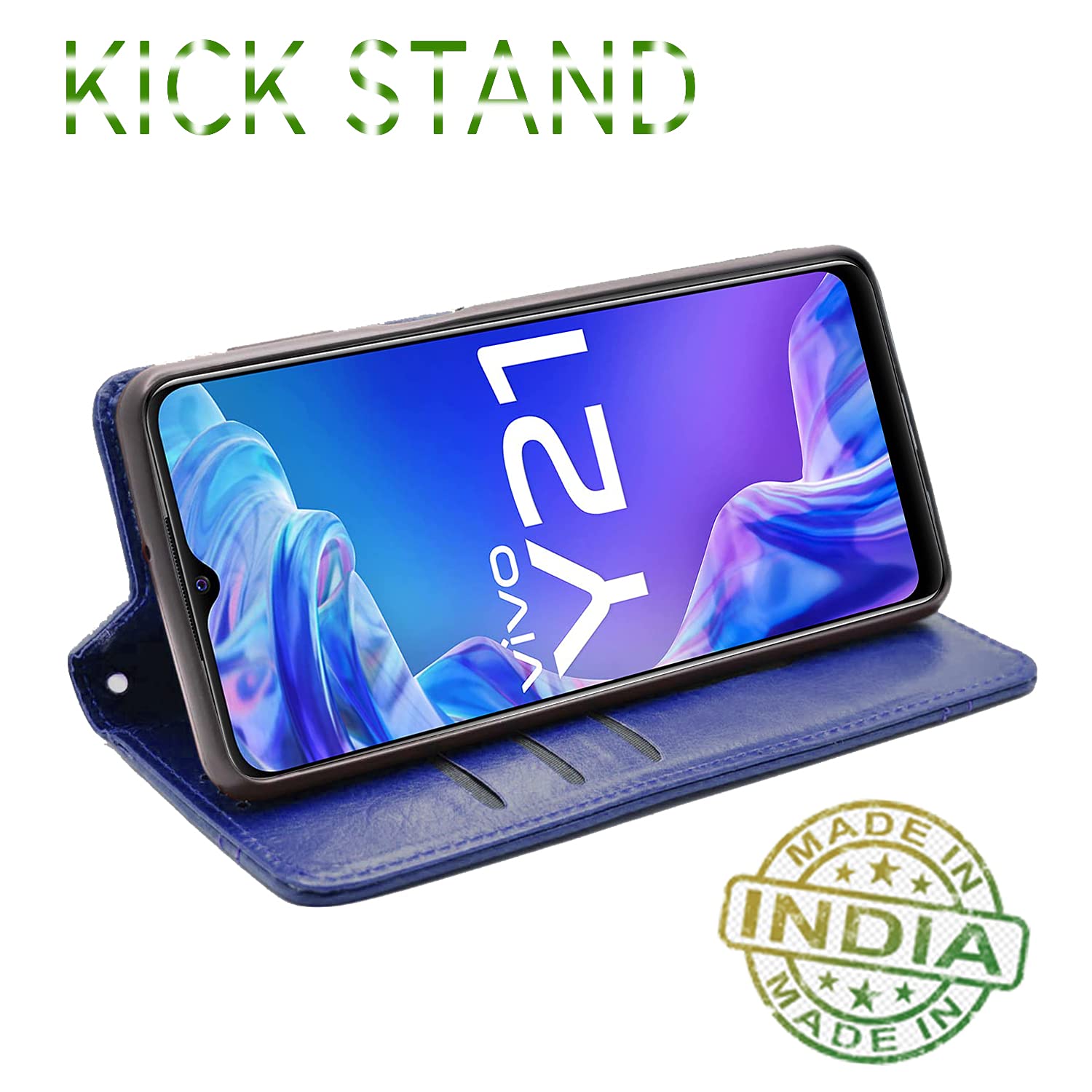 Pikkme blue Wallet flip cover for Vivo Y21 2021 – photo 4