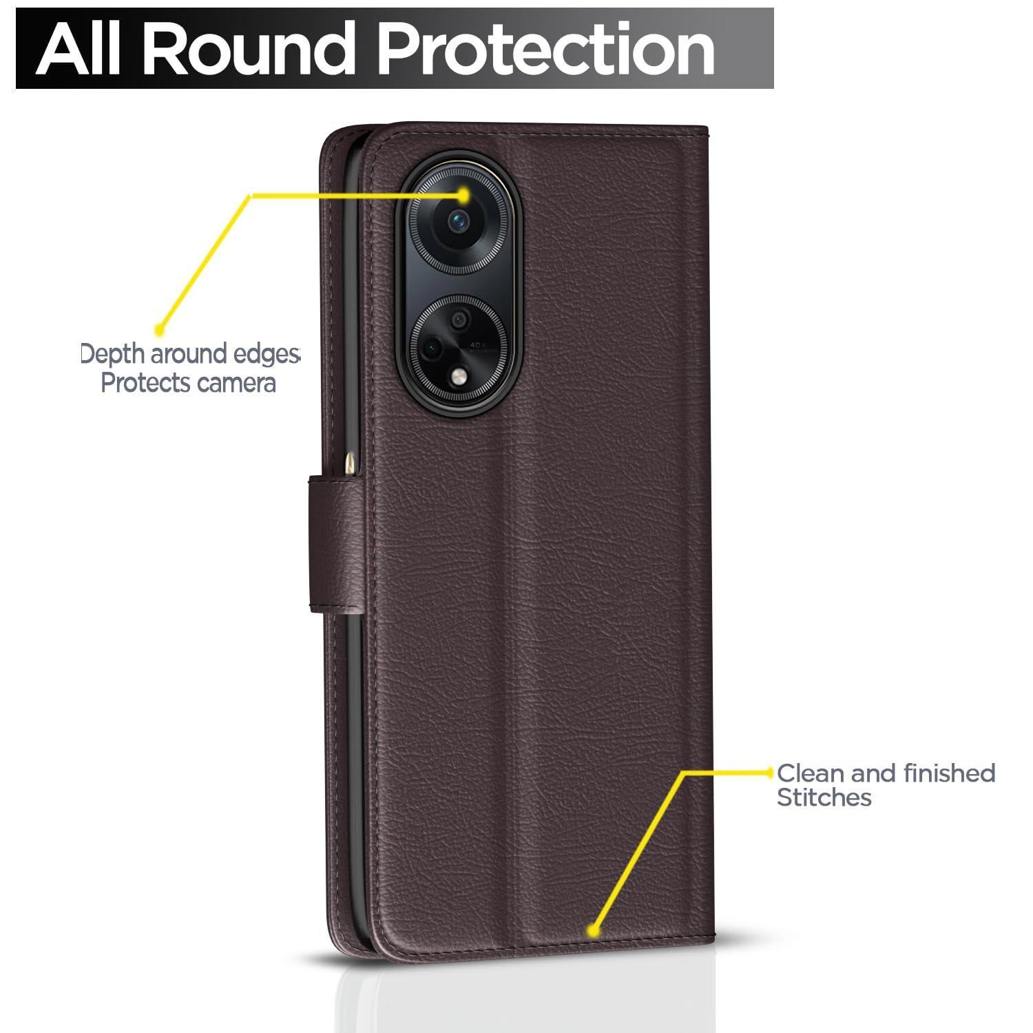 Oppo F23 5G Wallet flip case in coffee by Pikkme – photo 4
