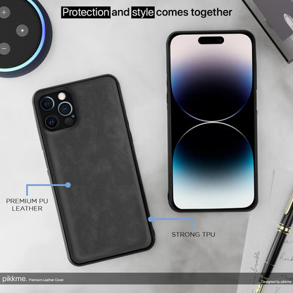 Pikkme grey Leather mobile back cover for iPhone 14 Pro – photo 4