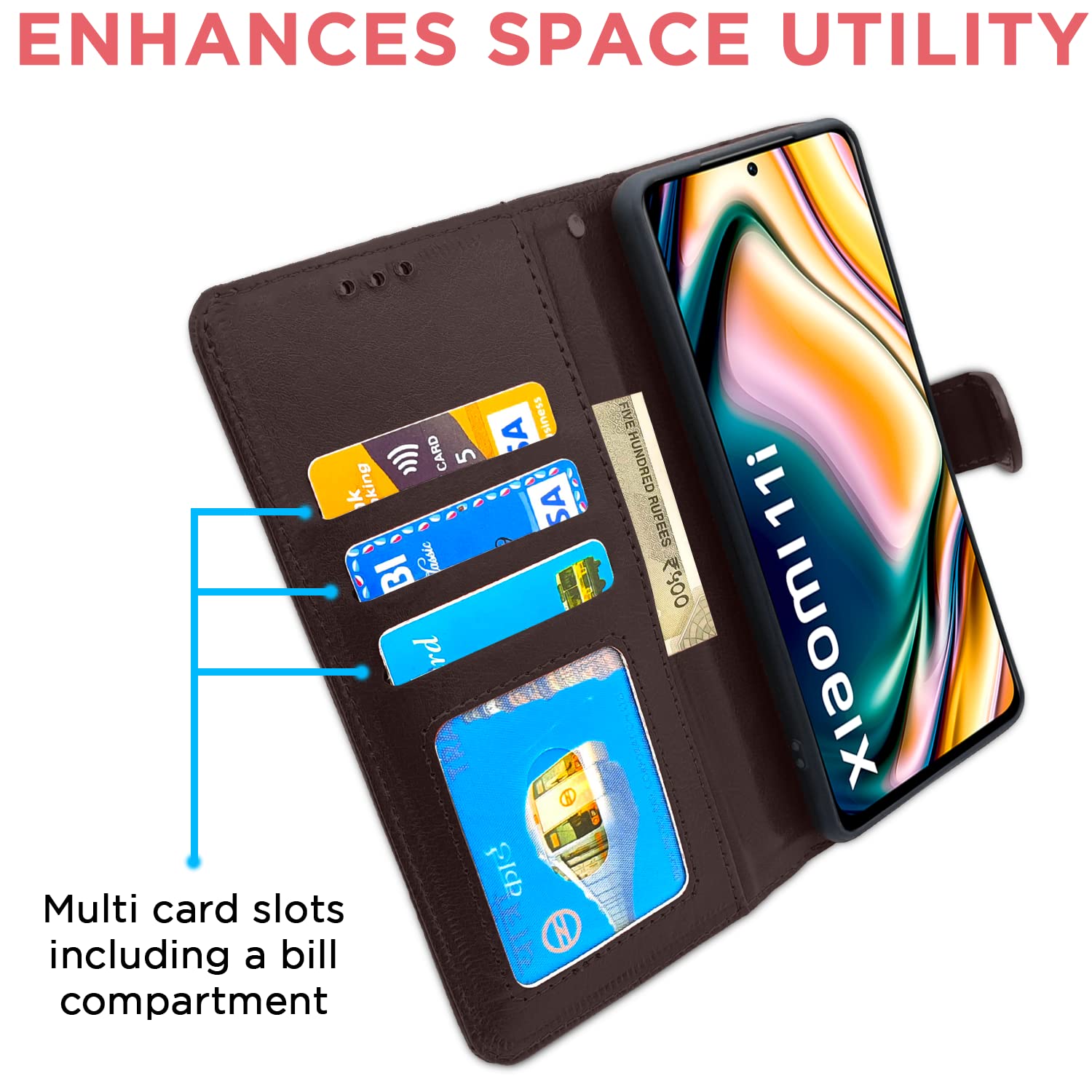 Pikkme Mi 11i 5G / 11i HyperCharge 5G Vintage Flip Case  (Coffee)