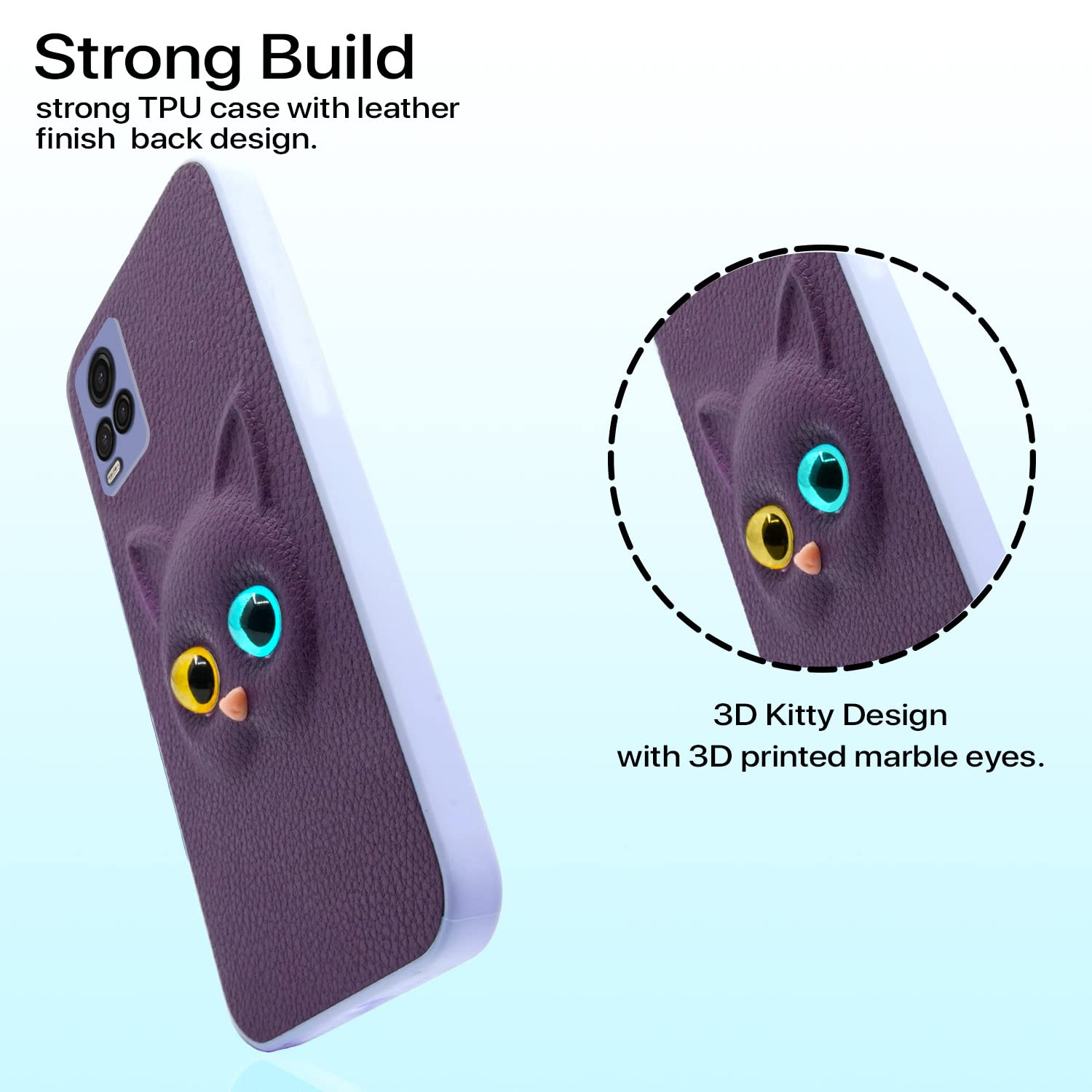 Pikkme Vivo V20 Kitty Back Cover (Purple)