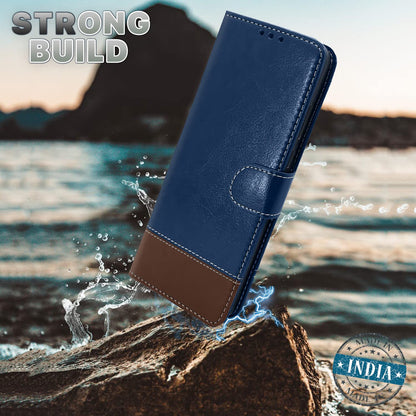 Pikkme Vivo V27 / V27 Pro 5G Constrast Flip Cover | Blue & Brown