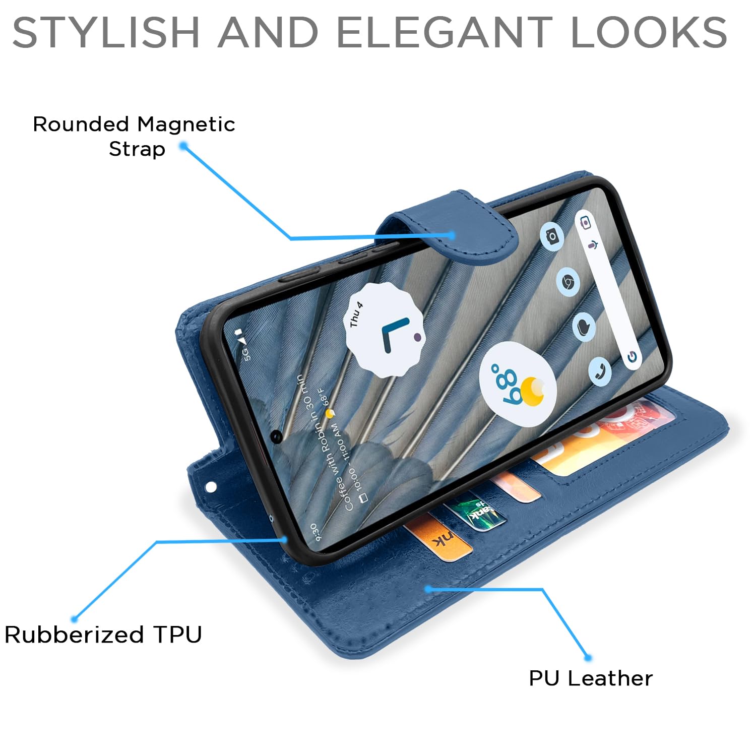 Pikkme Google Pixel 7A Wallet blue mobile flip cover – photo 3