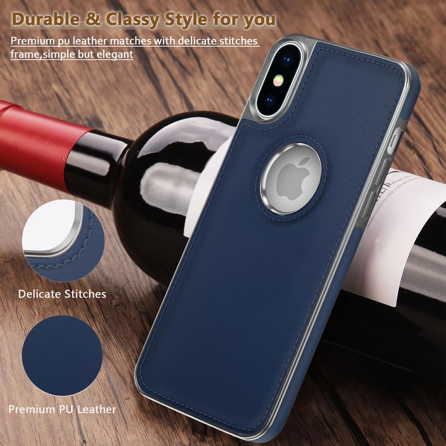 iPhone X/XS Leatherback mobile cover in chrome blue by Pikkme – photo 8