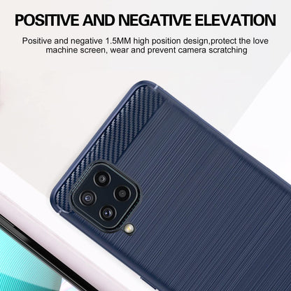 Pikkme Samsung Galaxy M32 4G / M32 Prime Hybrid Carbon Fiber Back Cover | Blue