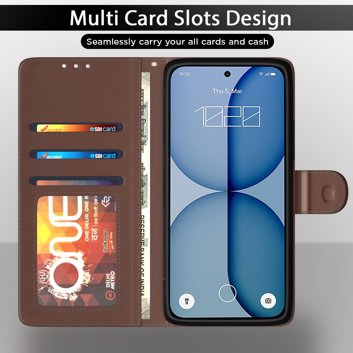 Nothing Phone 4a 5G Wallet flip cover in tan by Pikkme – photo 5