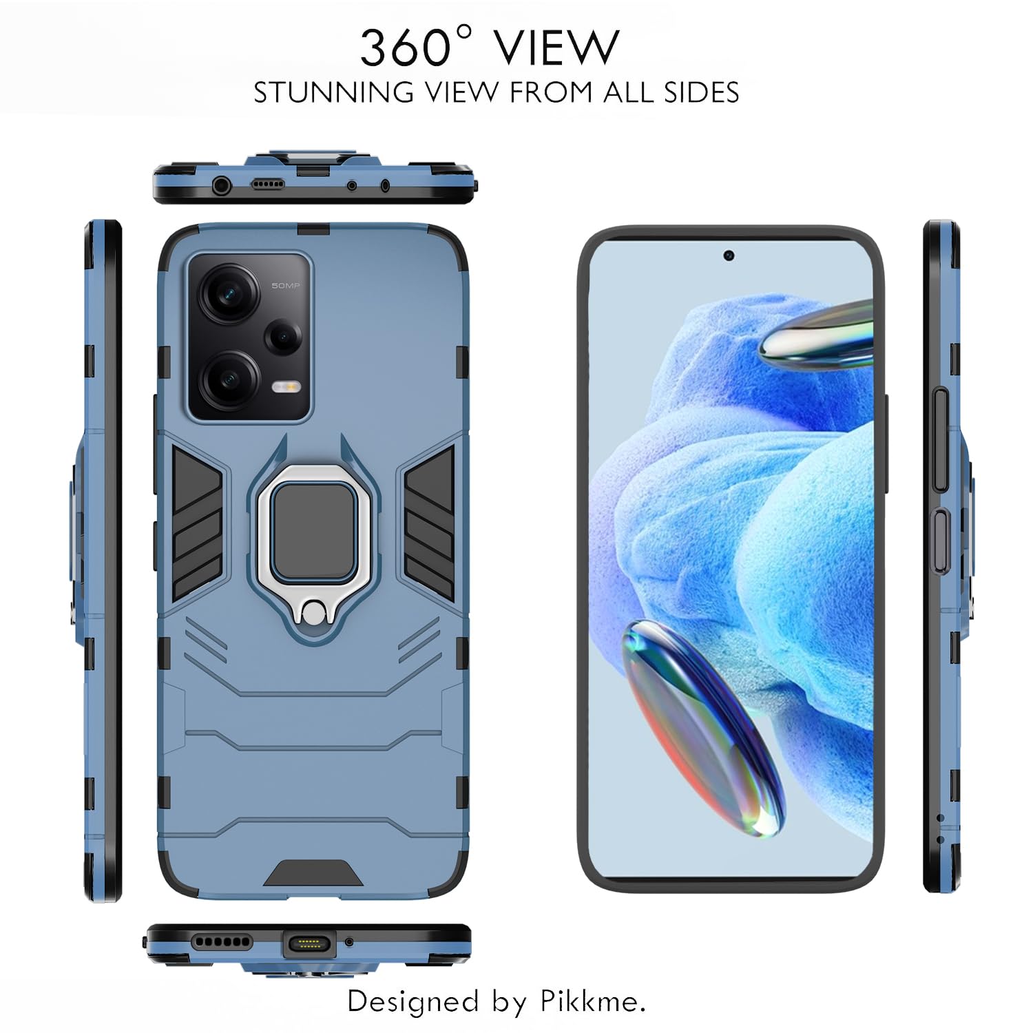 Pikkme Redmi Note 12 Pro 5G D5 Tough Armor Back Cover | Blue