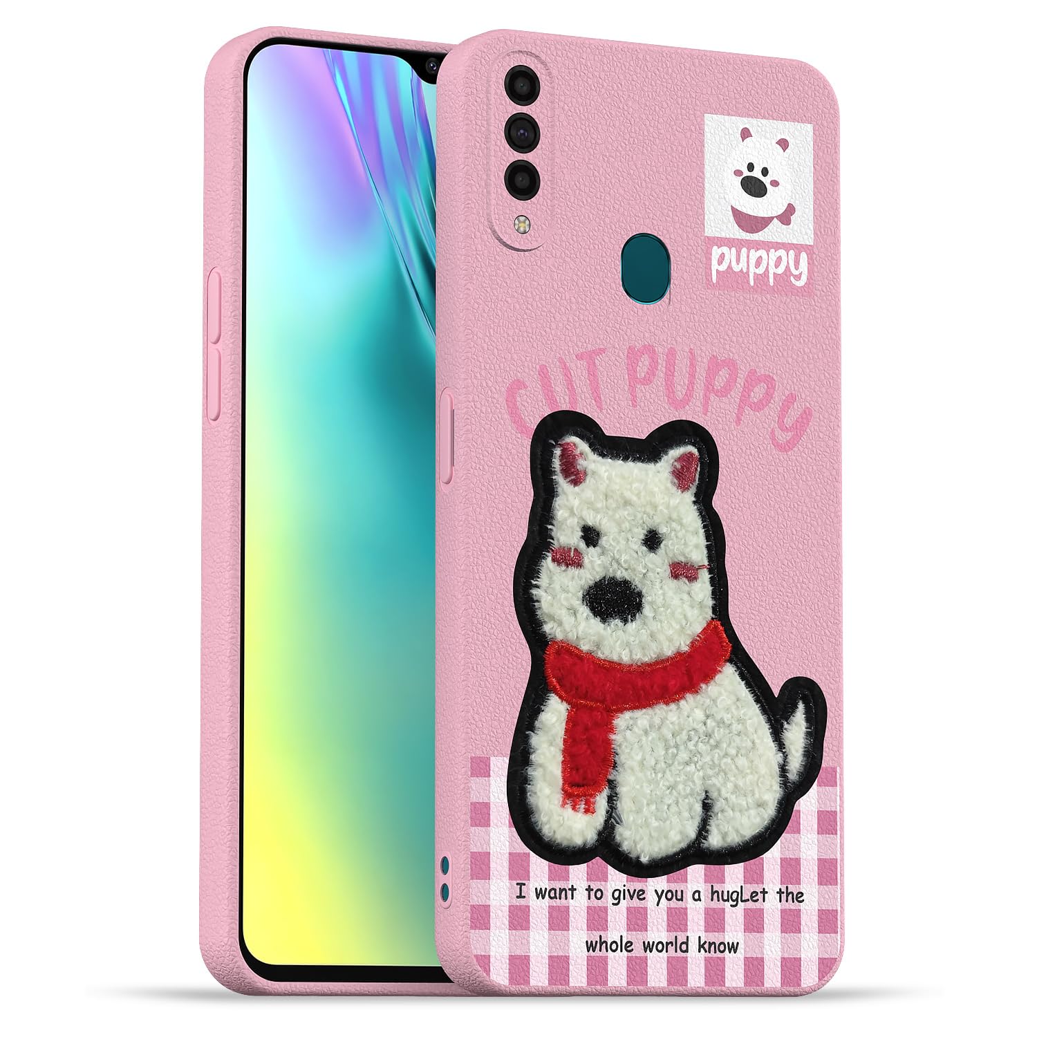 Oppo A31 Plush Patch back cover in pink by Pikkme
