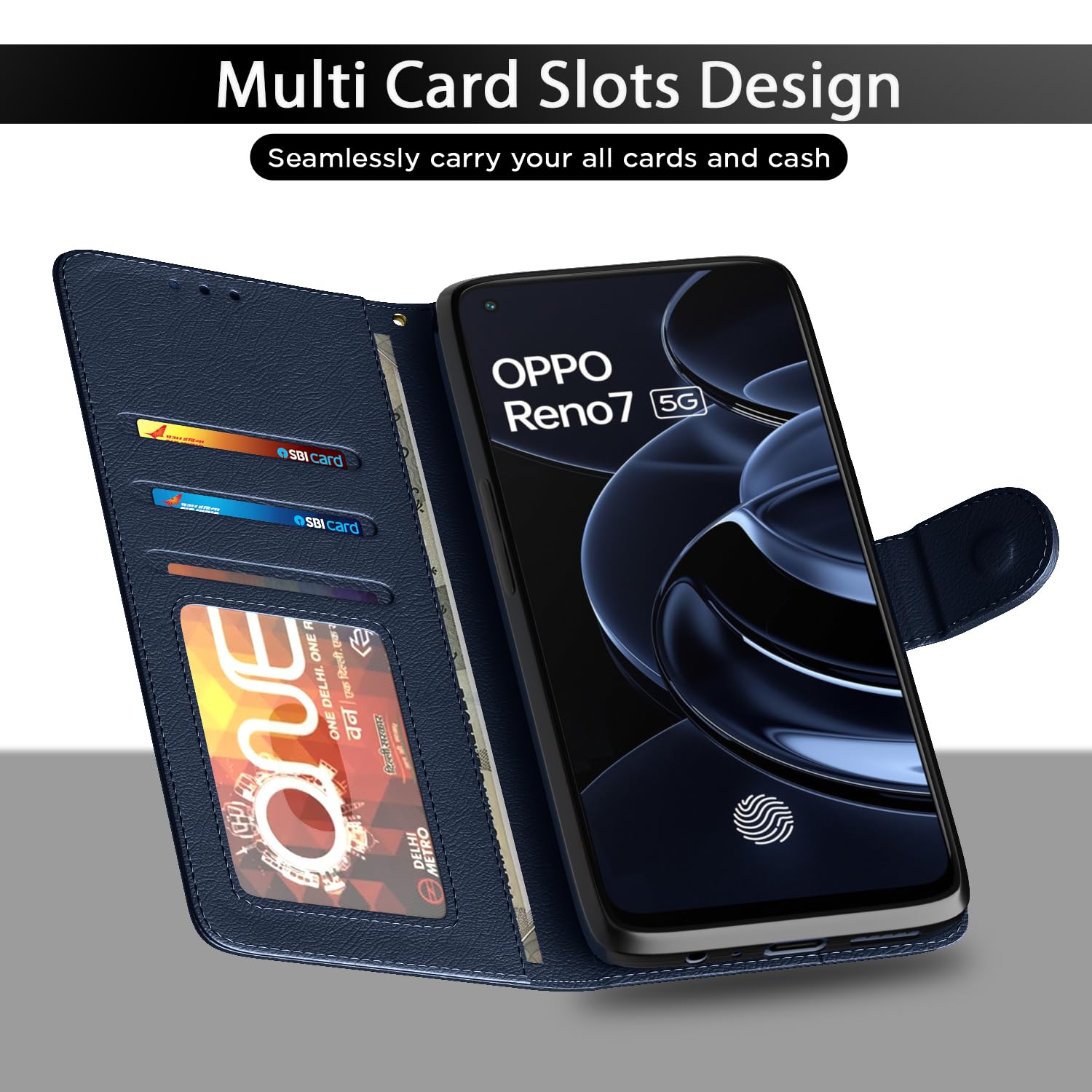 Pikkme Oppo Reno 7 5G Wallet blue flip cover – photo 5