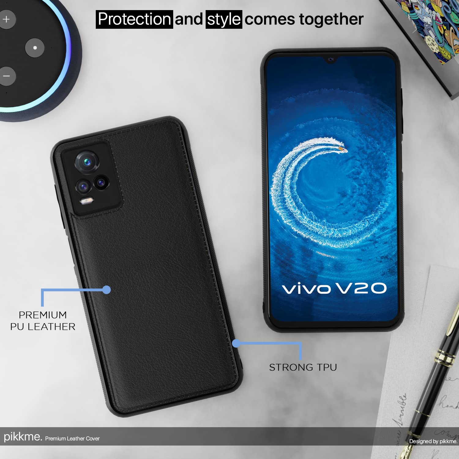 Vivo V20 mobile back cover in black by Pikkme – photo 4