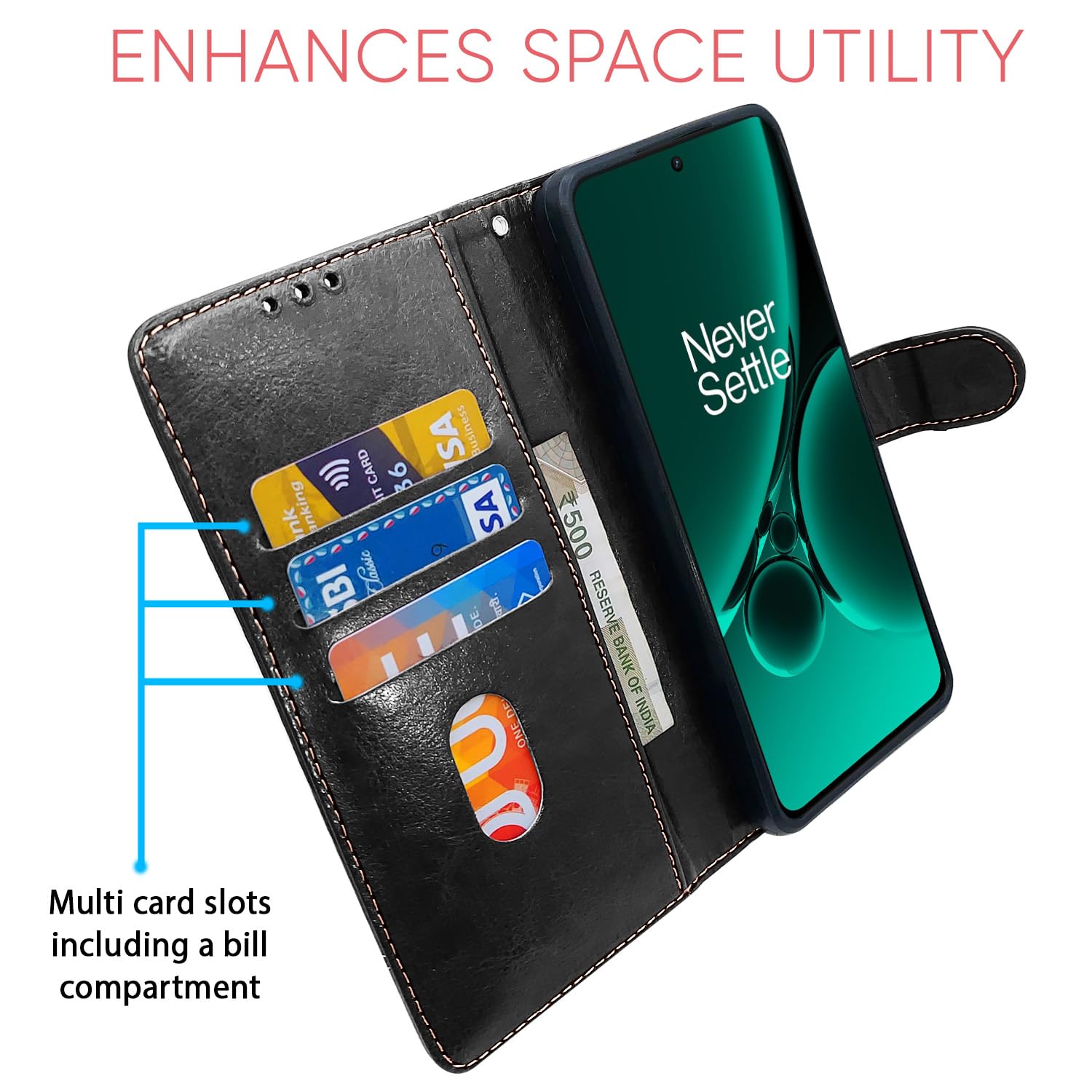 Pikkme OnePlus Nord CE 3 5G Magnetic black & brown flip case – photo 3