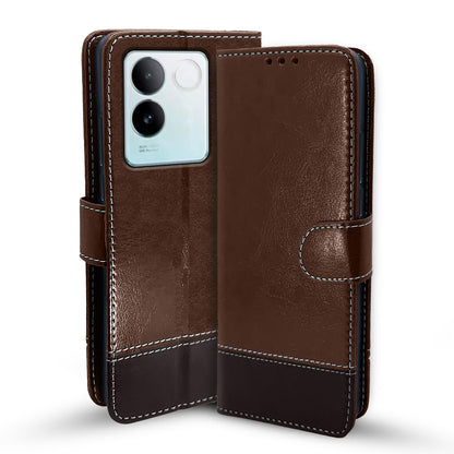 Vivo T2 Pro 5G Magnetic mobile flip cover in brown & coffee by Pikkme