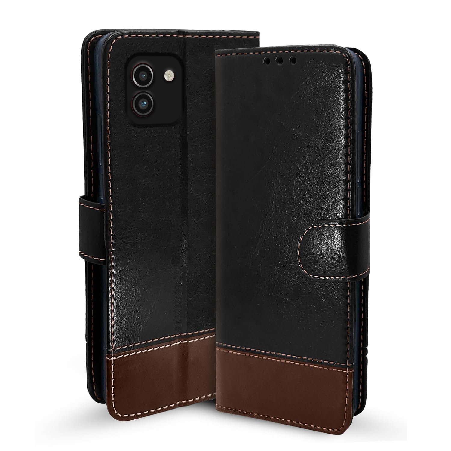 Black & brown flip case for Samsung A03 – Pikkme