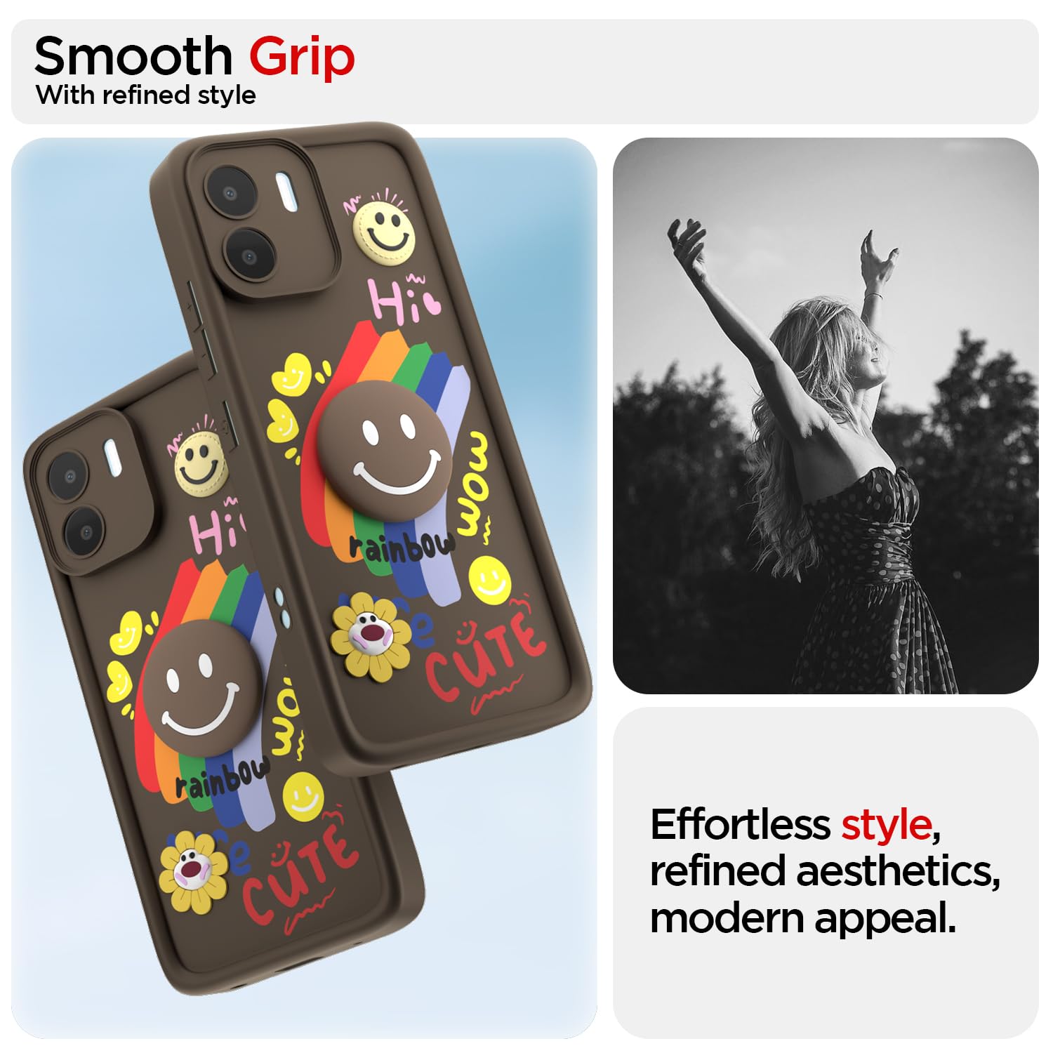 Pikkme brown Soft Silicone mobile back cover for Redmi A1/A2