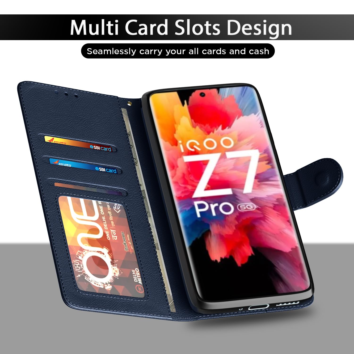 Blue mobile flip cover for iQOO Z7 Pro/Vivo T2 Pro 5G – Pikkme – photo 5