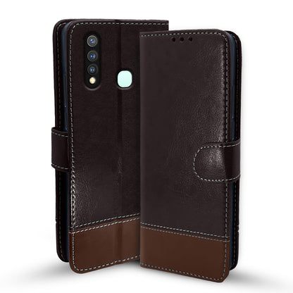 Vivo U20/Y19 wallet flip cover in coffee & brown by Pikkme