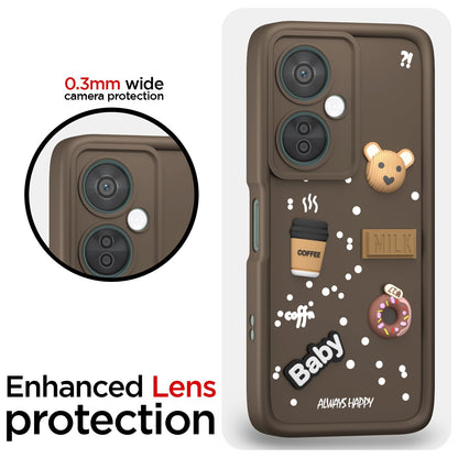 Pikkme OnePlus Nord CE 3 Lite 5G / OnePlus Nord N30 5G  Cute Fun Cartoon 3D Bear Coffee Back Cover (Brown)